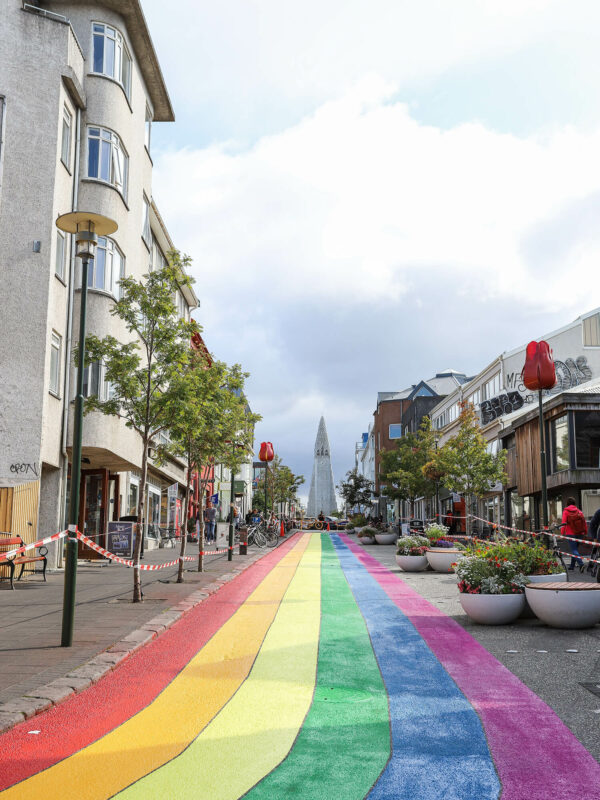 Rainbow street in Reykjavik